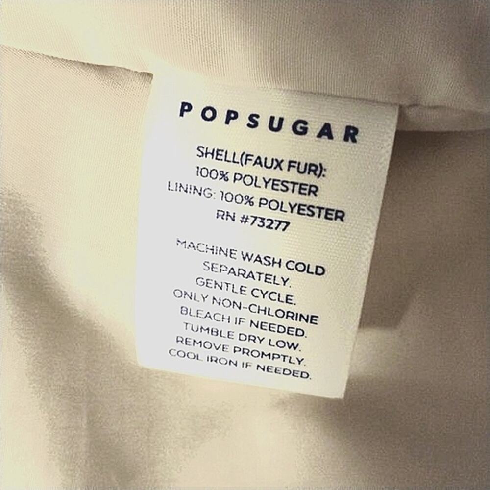 Popsugar Plush Teddy Coat Women's Size M IVORY Faux Fur Oversized Boxy Relaxed - Picture 16 of 16